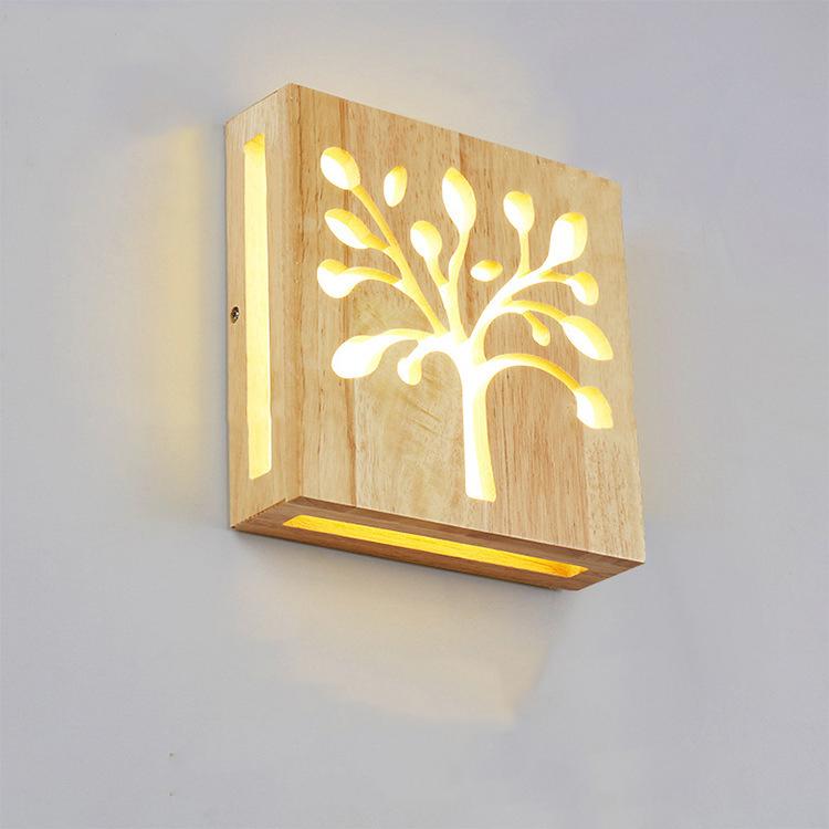 NatureShine - Modern LED-vägglampa i massivt trä med lekfullt mönster