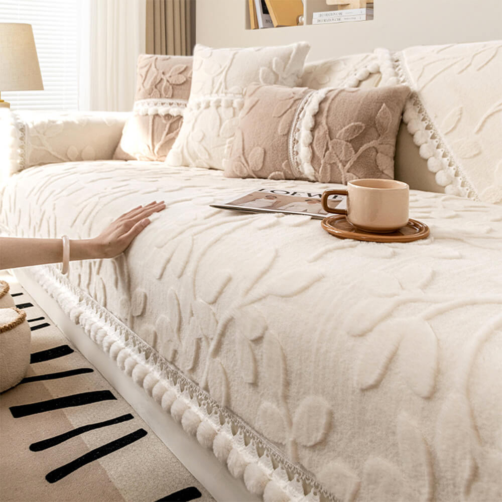Branch Jacquard Elegant Decorative Plush Non-Slip Sofföverdrag