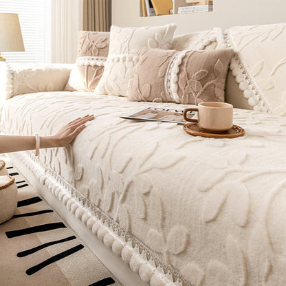 Branch Jacquard Elegant Decorative Plush Non-Slip Sofföverdrag