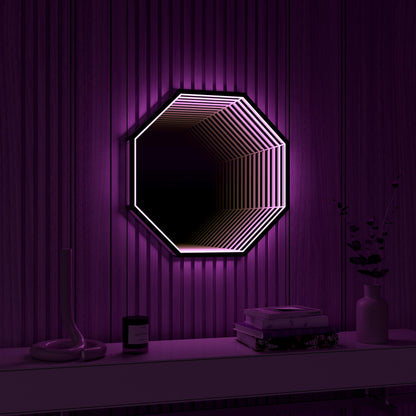 Octagon 3D Infinity Spegel Vägglampa