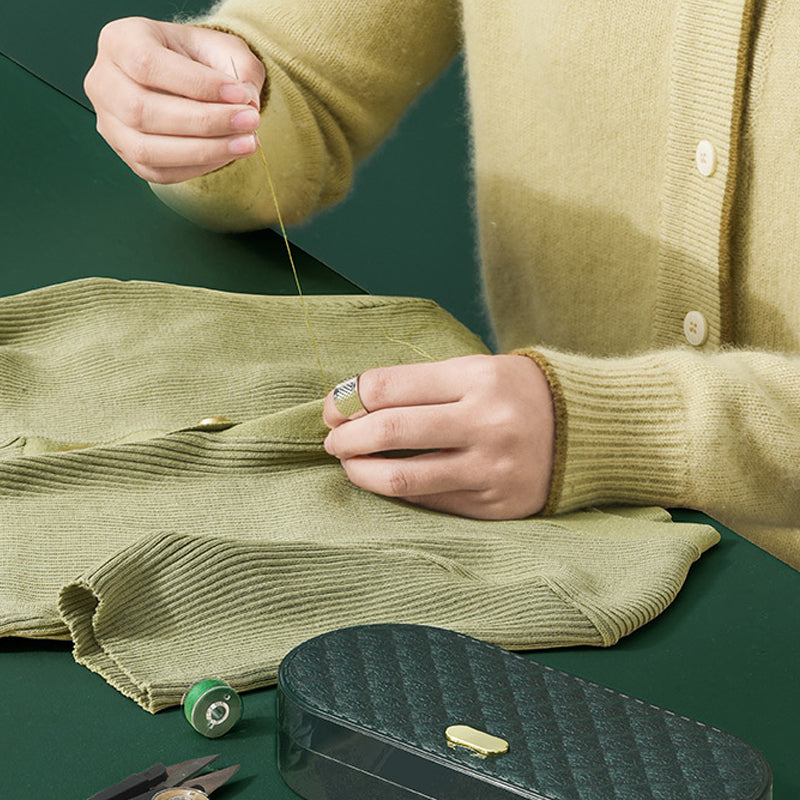 Carvallo Nähset i dubbel-etui | 20 färgglada spolar & läder-måttband | Kompakt & organiserat | 19,5×8,5×3,8 cm