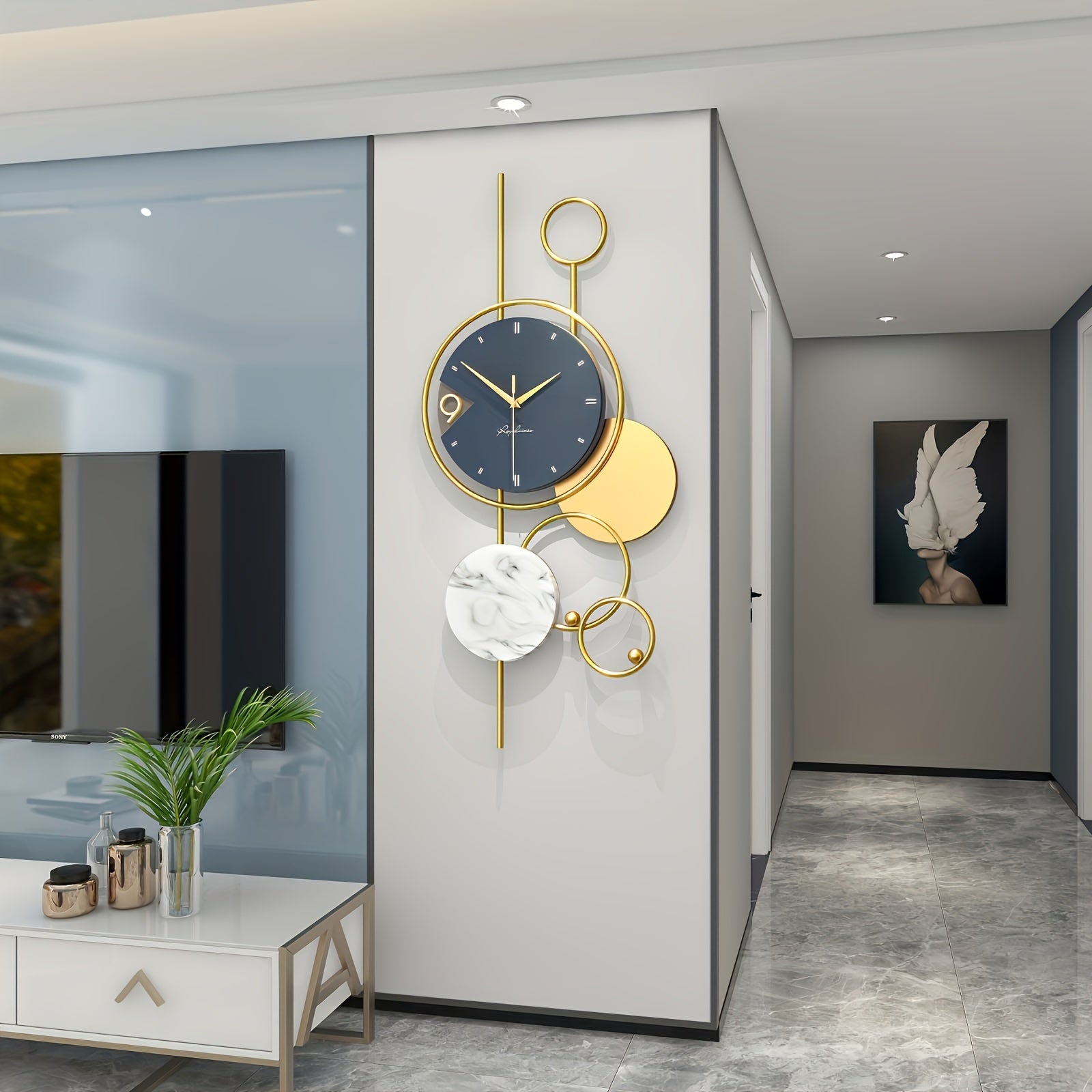 Moderna Guld Metall Väggklocka - Tyst Ickeslagande Klocka, Unik Design för Vardagsrum och Kontor