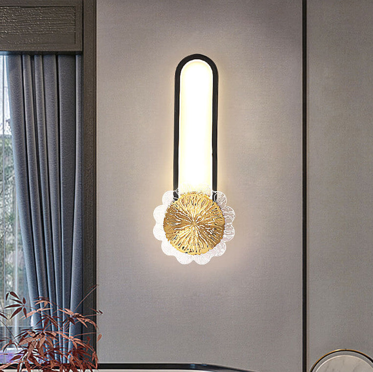 Industriell minimalistisk LED-vägglampa med kopparring