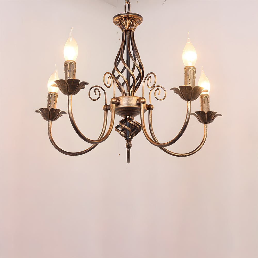 Vintage Bronze Chandlier | 4/6/8 Ljus Matsal Takarmatur i Järn | Brick by Brick