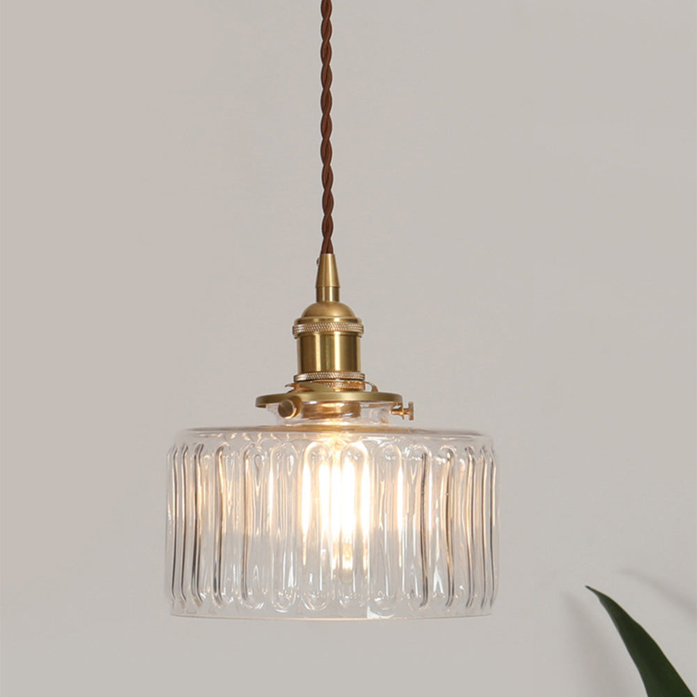 Cylinder Glass Pendant Light | Vintage Elegance | Justerbar Höjd 59" | Varm Glöd för Moderna Hem | Brick by Brick