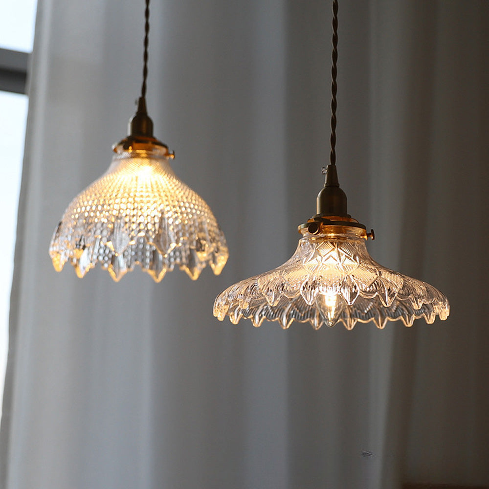 Mid-century vintage glas skiva hänglampa