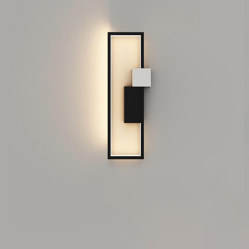 Minimalistisk fyrkantig LED-vägglampa med ram av järn och silikon