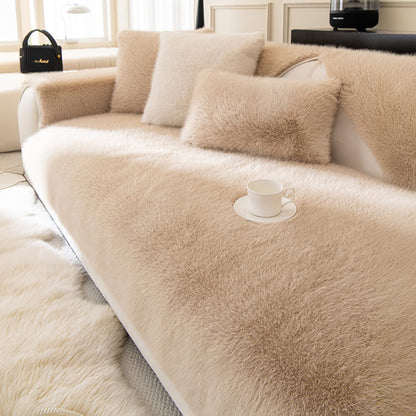 Varm Tjock Faux Fur Soffskydd Antisklipp Sofföverdrag