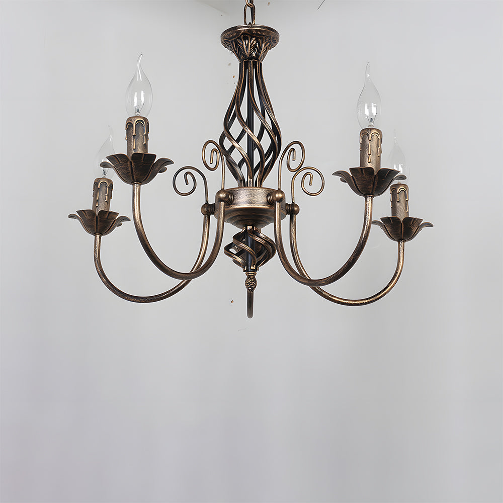 Vintage Bronze Chandlier | 4/6/8 Ljus Matsal Takarmatur i Järn | Brick by Brick