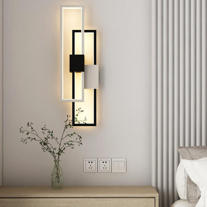Minimalistisk fyrkantig LED-vägglampa med ram av järn och silikon