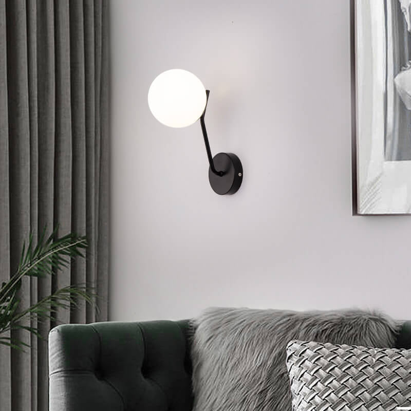 Modern bollformad glasvägglampa