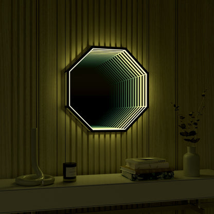 Octagon 3D Infinity Spegel Vägglampa