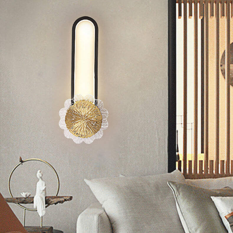 Industriell minimalistisk LED-vägglampa med kopparring