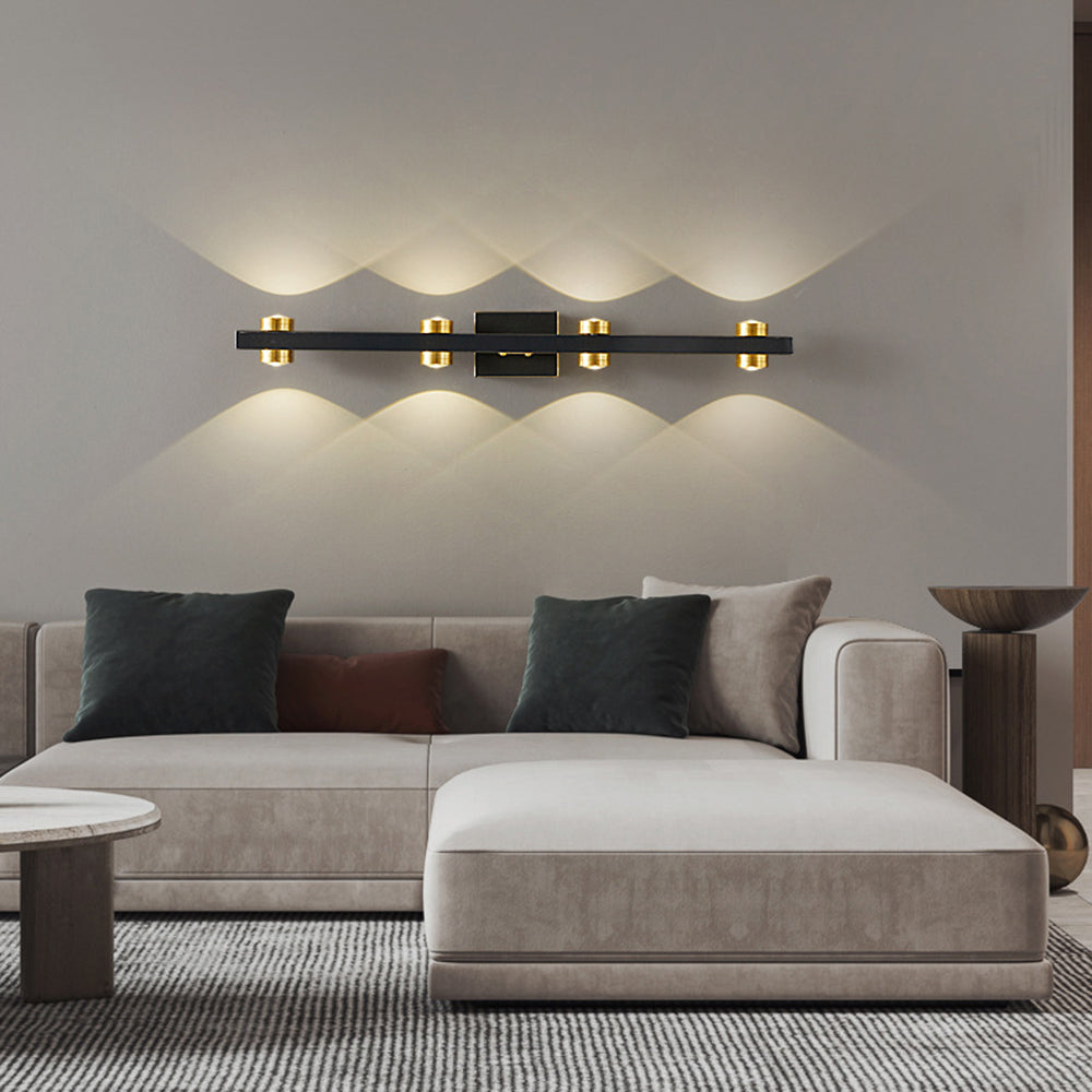 Freja - Modern LED Vägglampa, Svart/Guld, Badrum, Metall