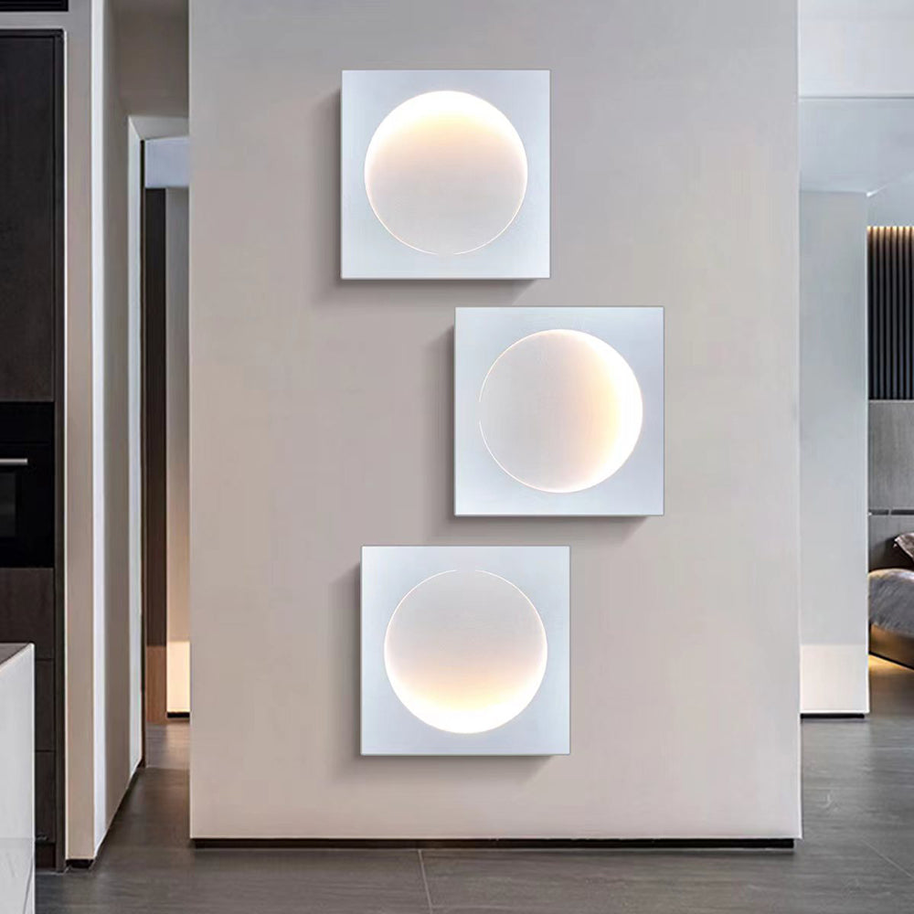 Elif - Modern LED Vägglampa Fyrkant Måne Inomhus, Vit, Metall