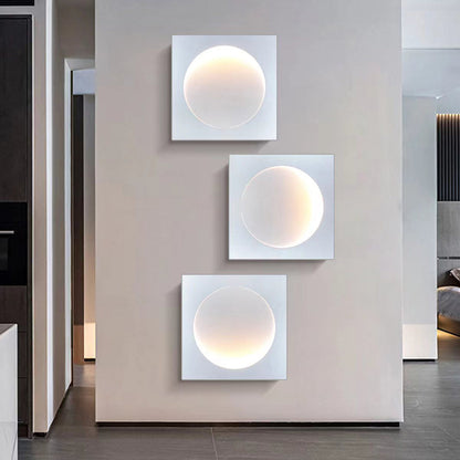Elif - Modern LED Vägglampa Fyrkant Måne Inomhus, Vit, Metall