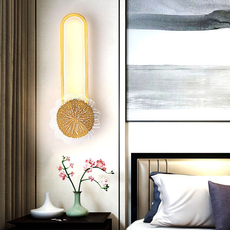 Industriell minimalistisk LED-vägglampa med kopparring