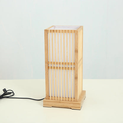Japansk minimalistisk trä fyrkantig pelarbordslampa