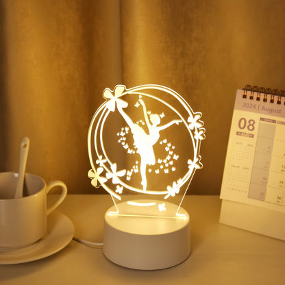 RymdLampa - 3D Baletdansare LED Nattlampa USB Driven