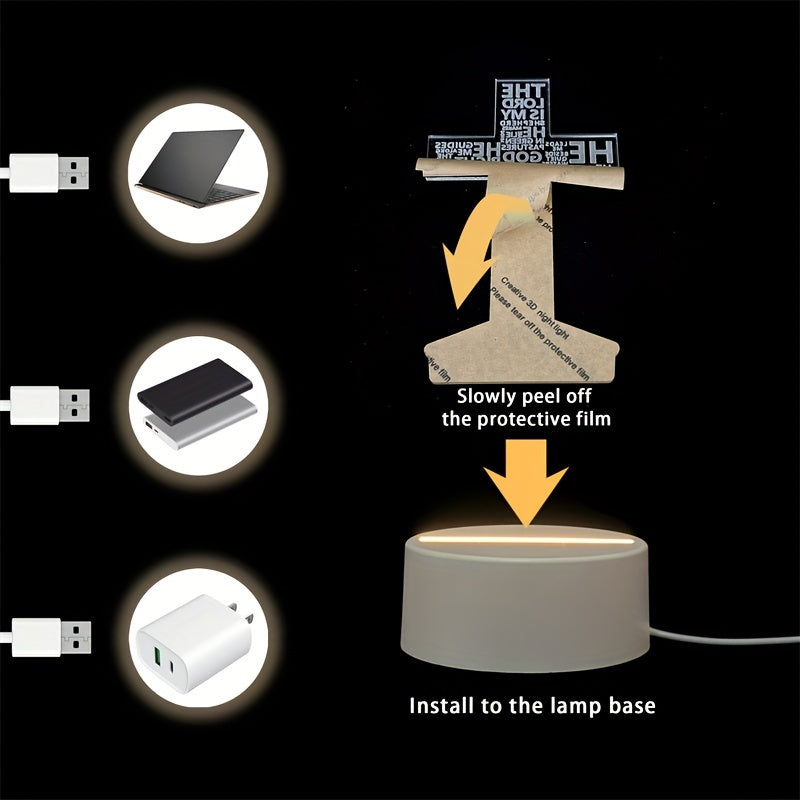 KruisLicht - 3D LED Nattlampa Akryl USB-driven