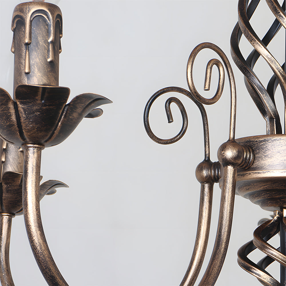 Vintage Bronze Chandlier | 4/6/8 Ljus Matsal Takarmatur i Järn | Brick by Brick