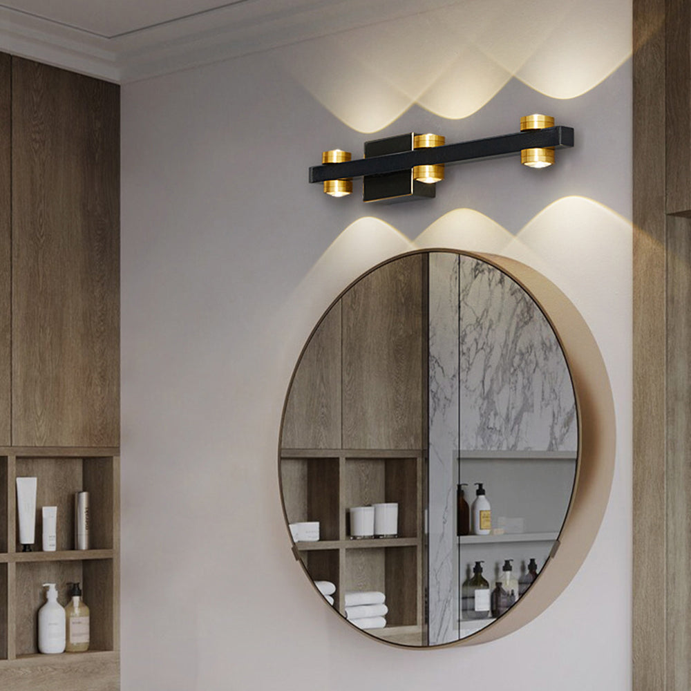 Freja - Modern LED Vägglampa, Svart/Guld, Badrum, Metall