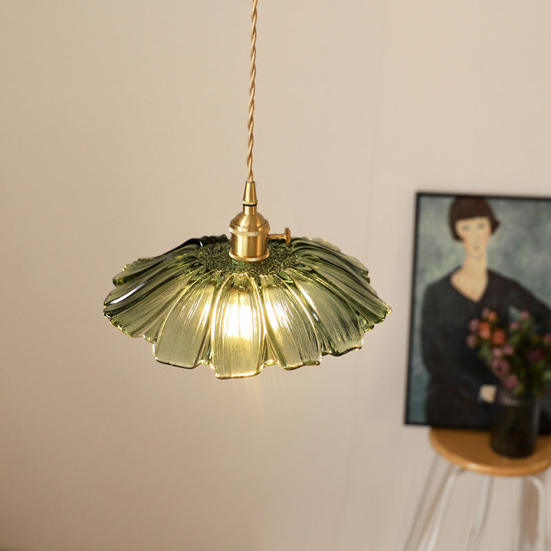 Vintage Floral Glass Pendant Light Fixture for Dining Room - Elegant Retro Design to Illuminate Your Space