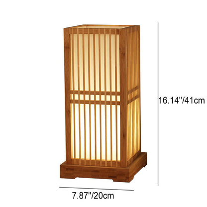 Japansk minimalistisk trä fyrkantig pelarbordslampa