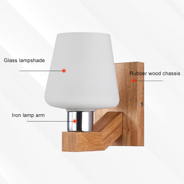 Nordisk Minimalistisk Vägglampa med Glas och Trä