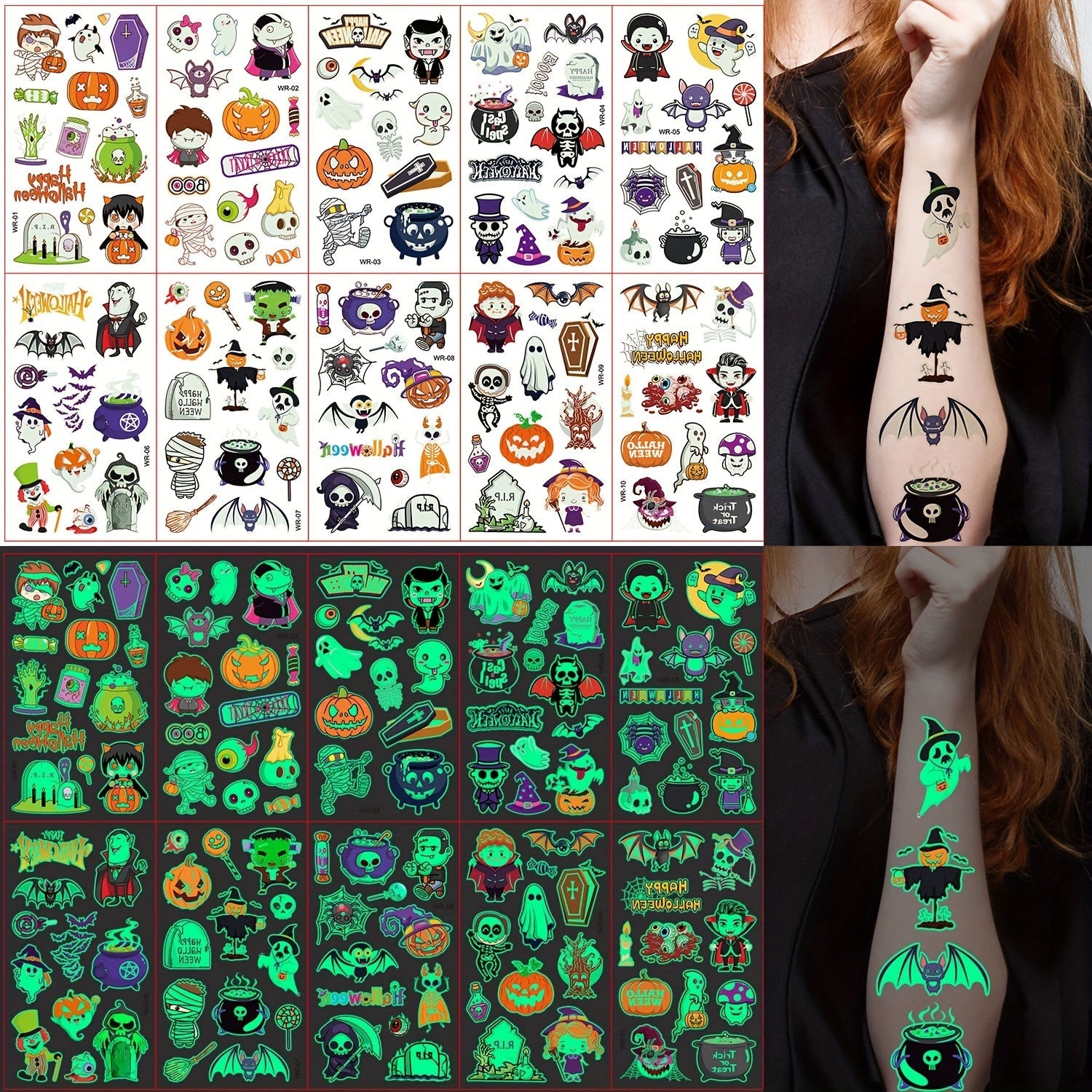 Tillfälliga Glow in the Dark Barn Tatueringar