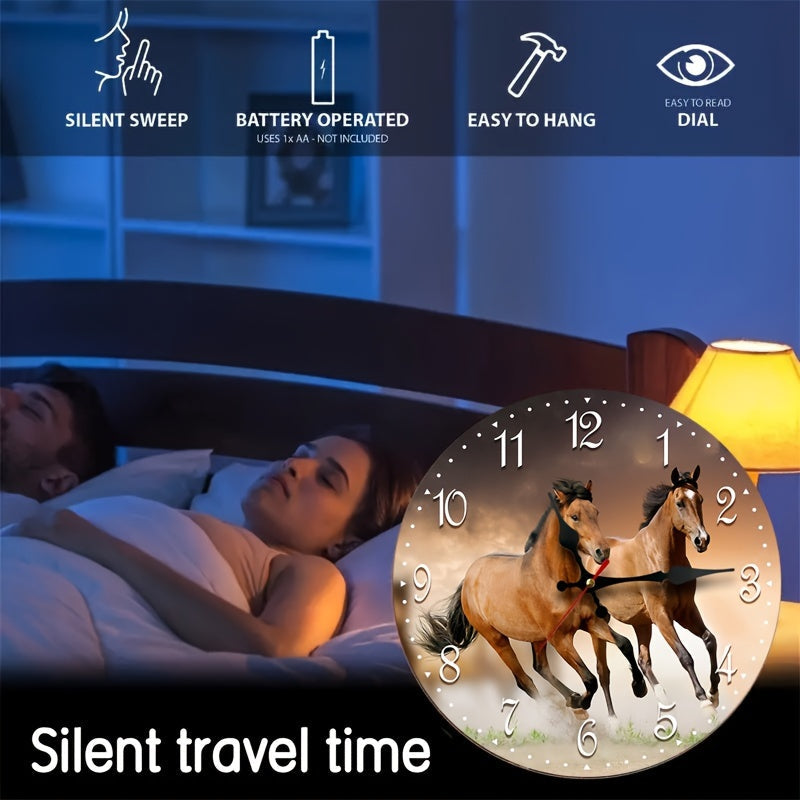 GallopTime - Tyst Väggklocka med Design av Löpande Häst