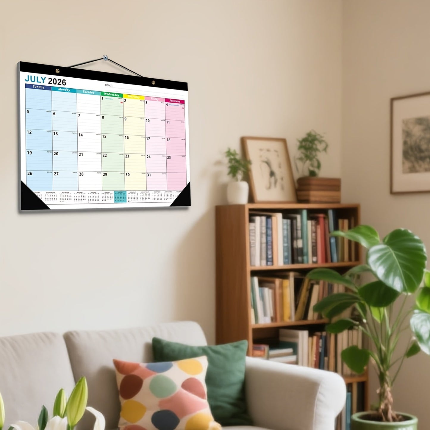 Väggkalender med stor skrivbar månadsöversikt