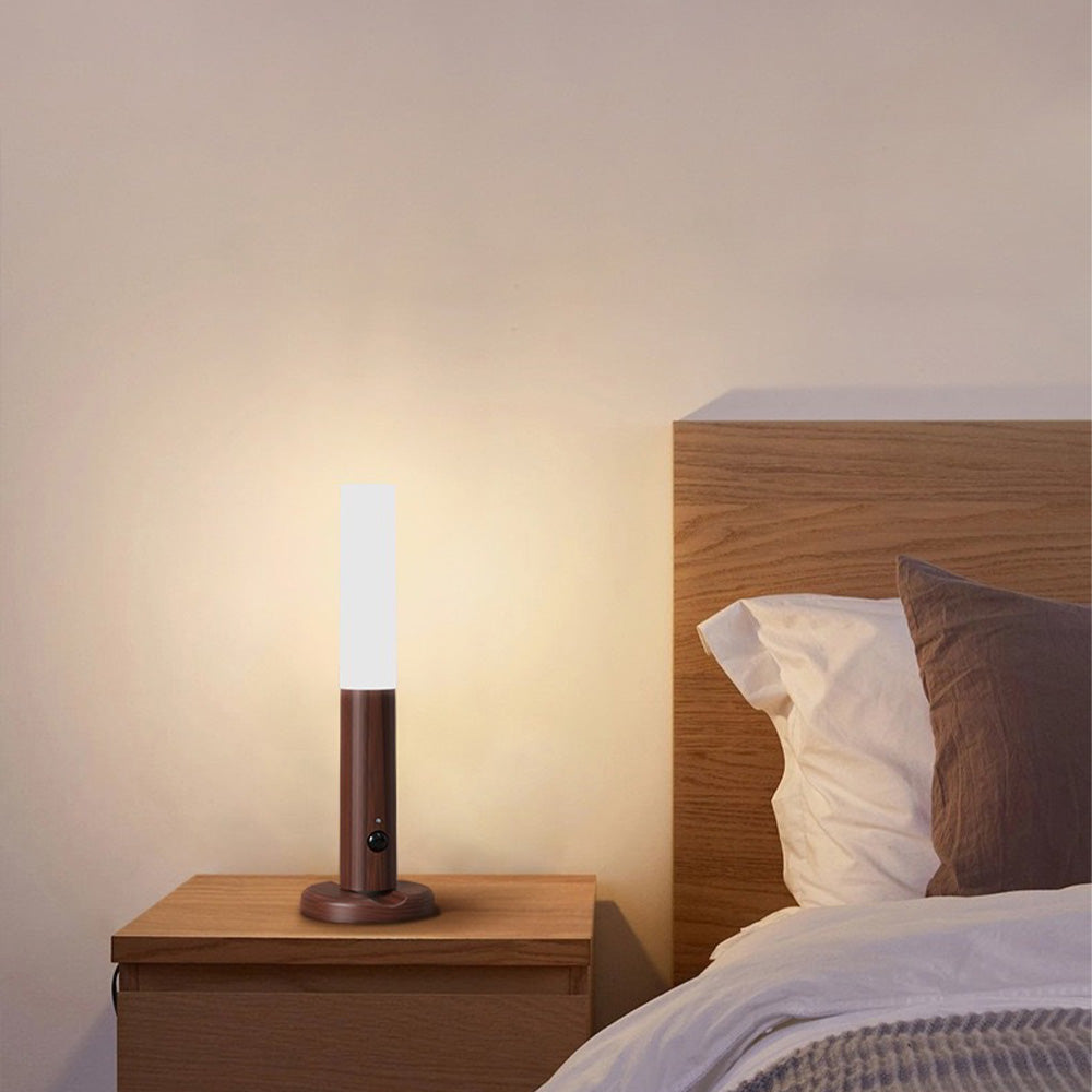 Vägglampa LED Rörelsesensor Trälampe