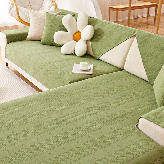 Chenille Veteörontryckt Andningsbar Halkfri Sofföverdrag