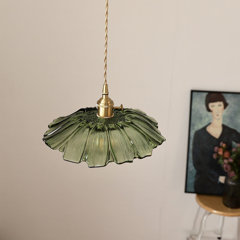 Vintage Floral Glass Pendant Light Fixture for Dining Room - Elegant Retro Design to Illuminate Your Space