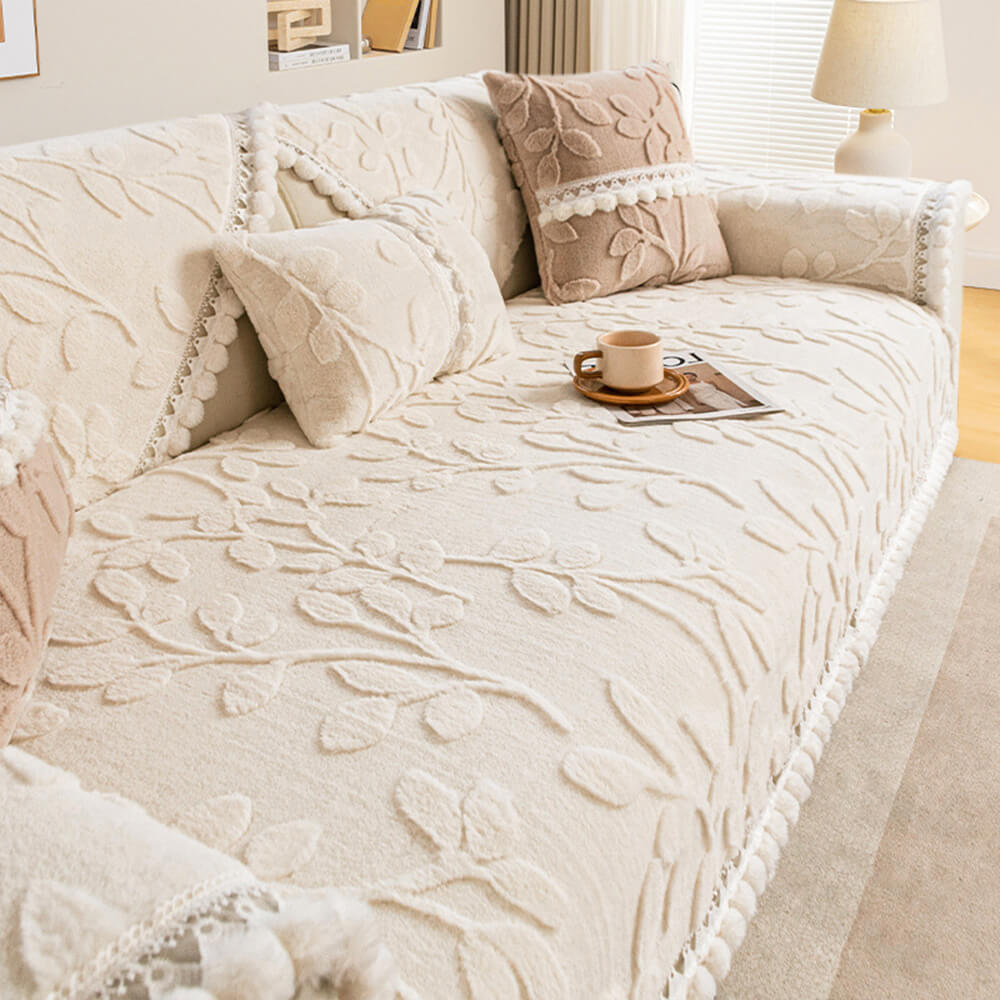 Branch Jacquard Elegant Decorative Plush Non-Slip Sofföverdrag