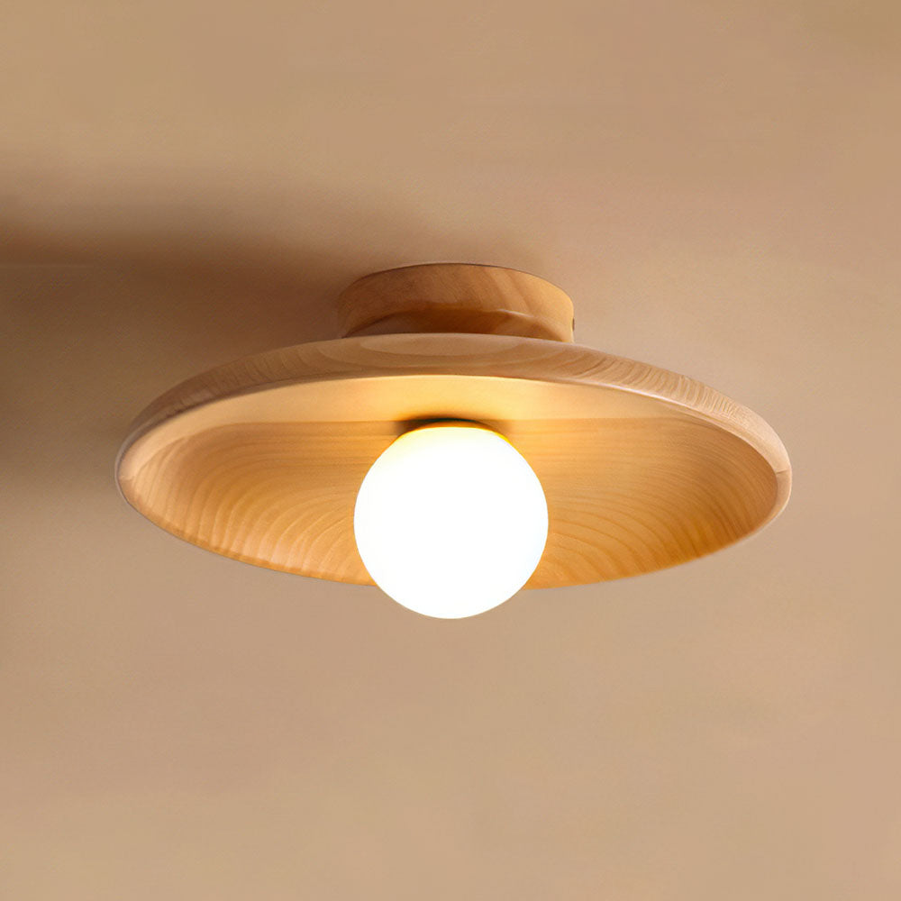 Hallway Ceiling Lamp with Round Nordic Wooden Design