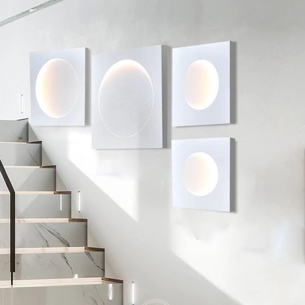 Elif - Modern LED Vägglampa Fyrkant Måne Inomhus, Vit, Metall