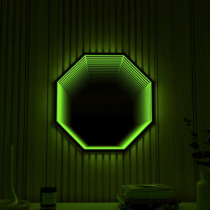 Octagon 3D Infinity Spegel Vägglampa