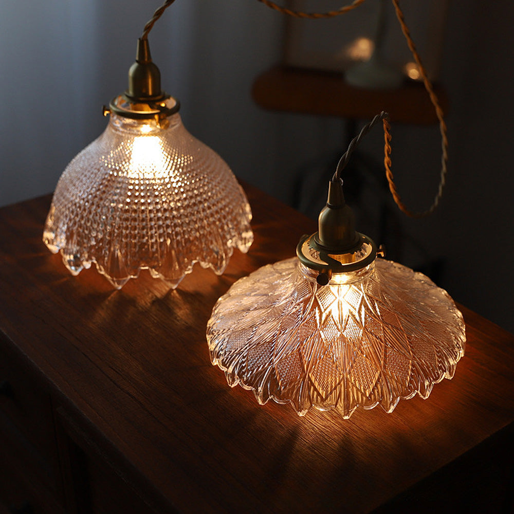 Mid-century vintage glas skiva hänglampa