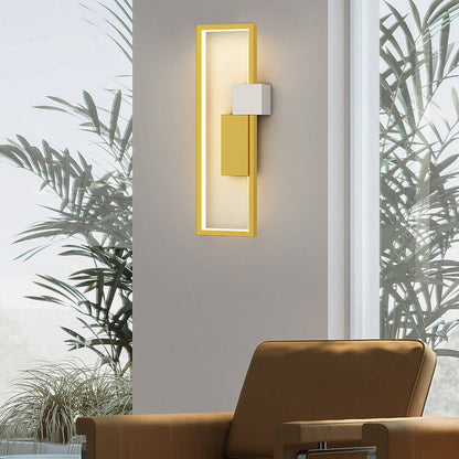 Minimalistisk fyrkantig LED-vägglampa med ram av järn och silikon
