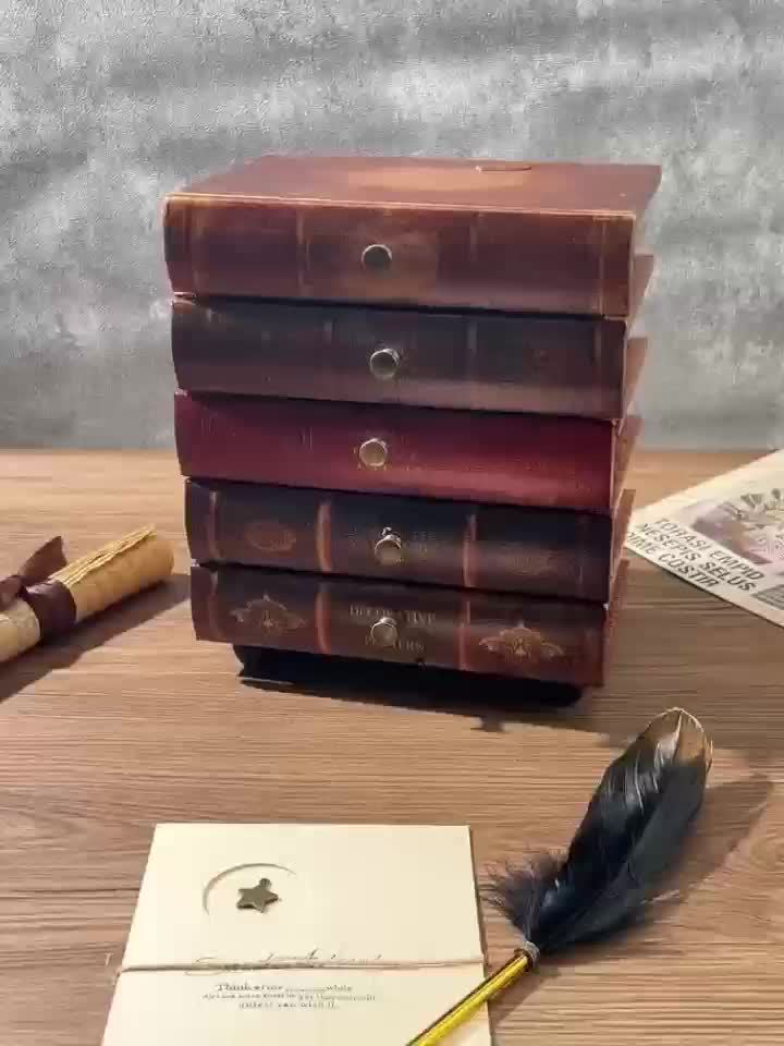 Carvallo-Smyckesbox Librovana | 5 lådor i bokdesign | Vintage-stil | Organisator för smycken & samlarföremål