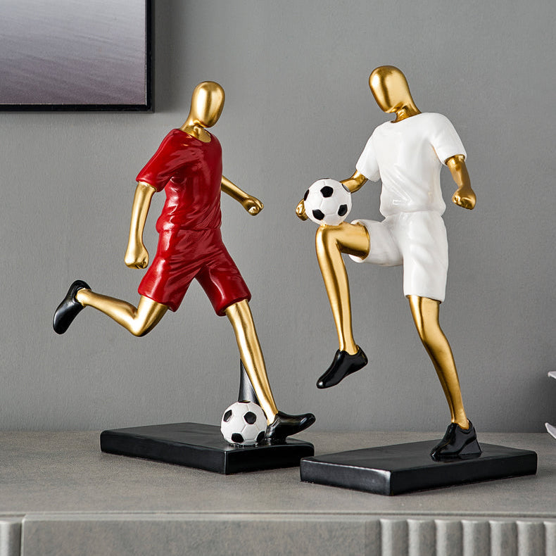 Abstract fotbollsspelare figur i unik heminredning och konstnärlighet
