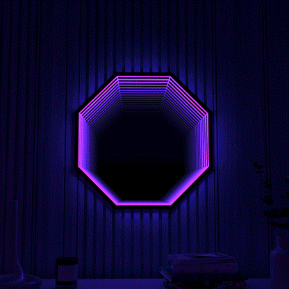 Octagon 3D Infinity Spegel Vägglampa