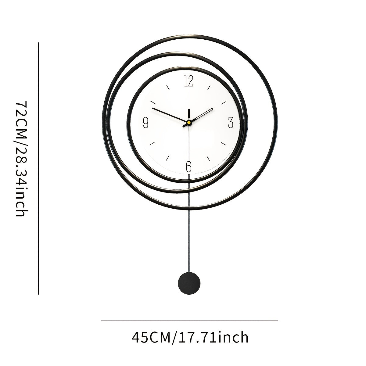 Modern Minimalistisk Metallväggklocka - 72 cm Hög och 45 cm Bred
