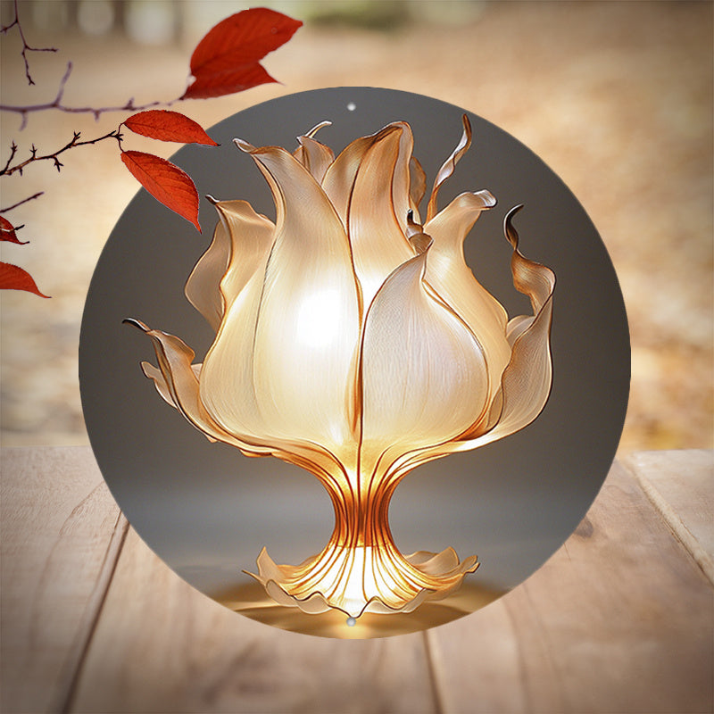 LotusLampa - Aluminium Blomma Bordslampa med LED Ljus