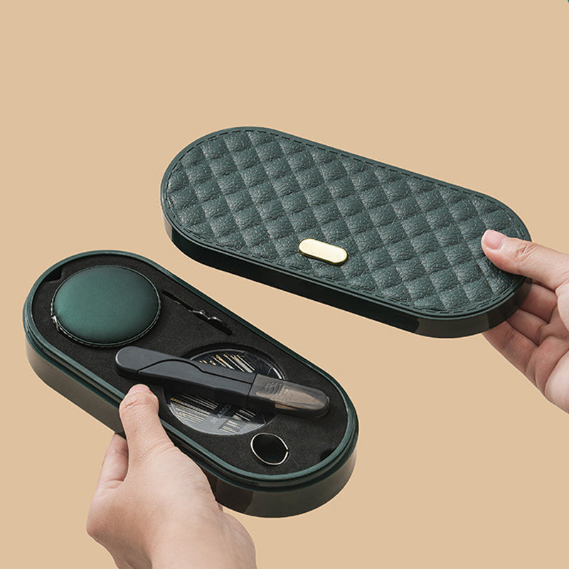 Carvallo Nähset i dubbel-etui | 20 färgglada spolar & läder-måttband | Kompakt & organiserat | 19,5×8,5×3,8 cm