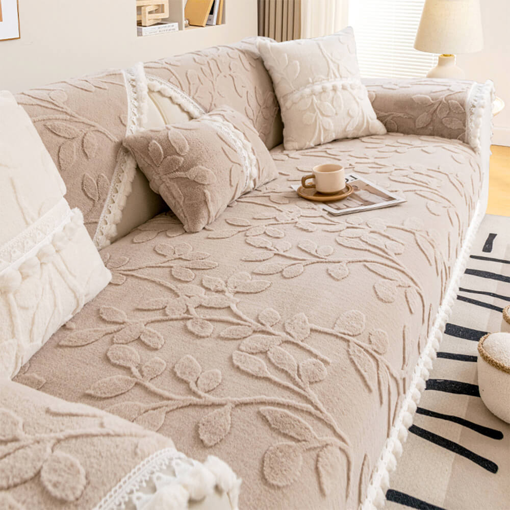 Branch Jacquard Elegant Decorative Plush Non-Slip Sofföverdrag