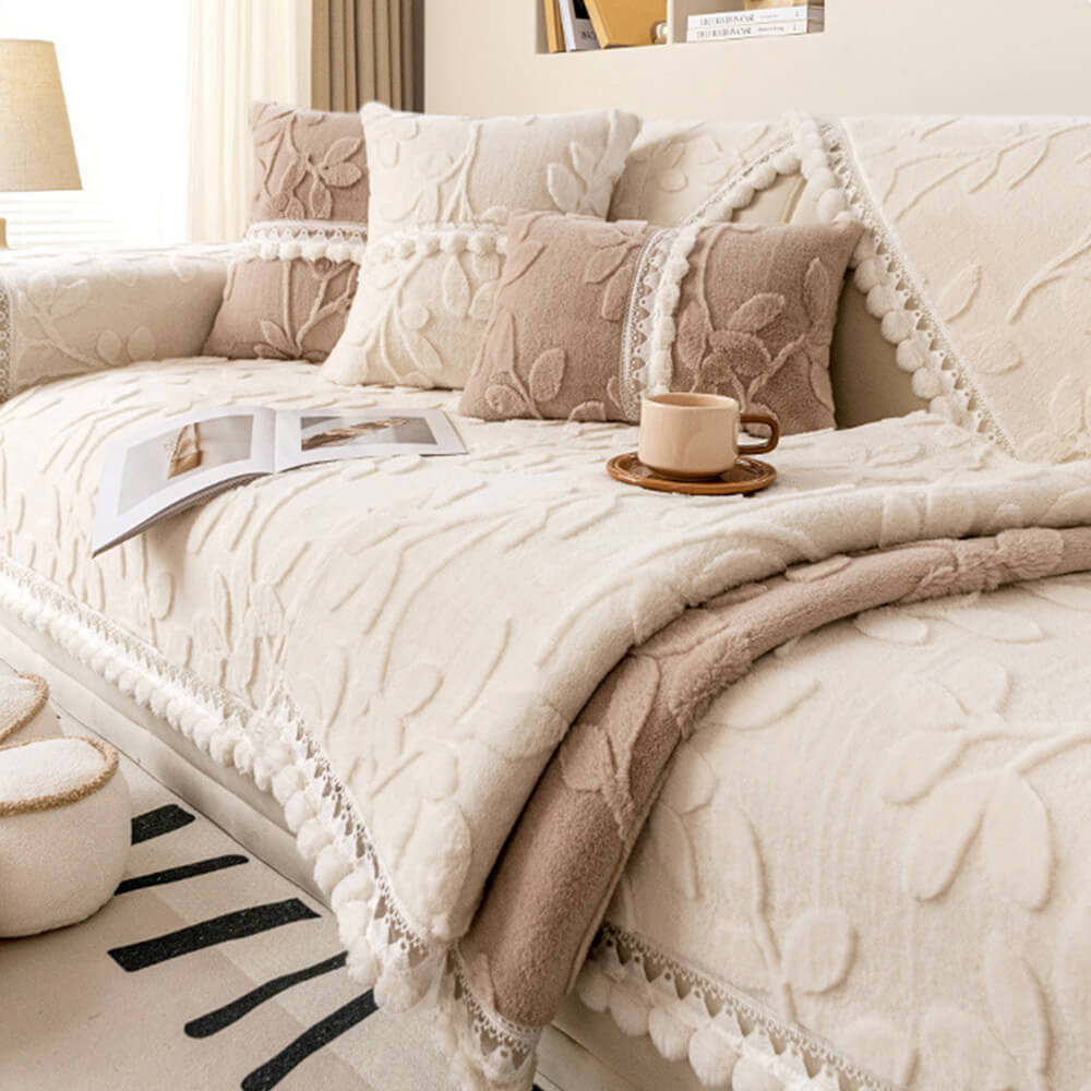 Branch Jacquard Elegant Decorative Plush Non-Slip Sofföverdrag