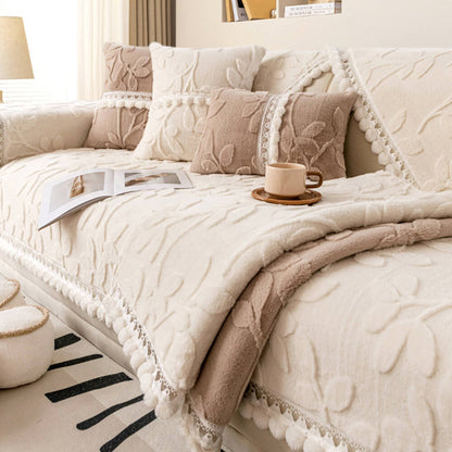 Branch Jacquard Elegant Decorative Plush Non-Slip Sofföverdrag